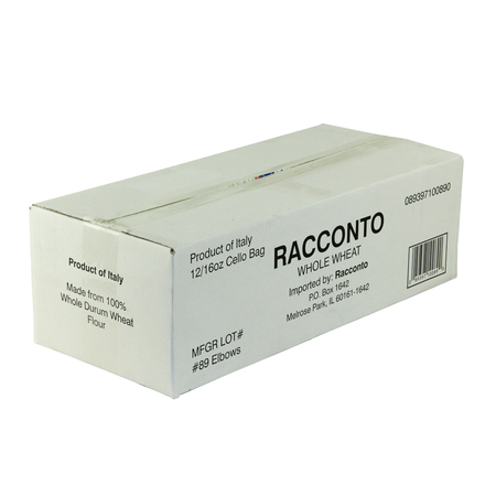 RACCONTO Pasta Whole Wheat Elbows 16 oz., PK12 R10089